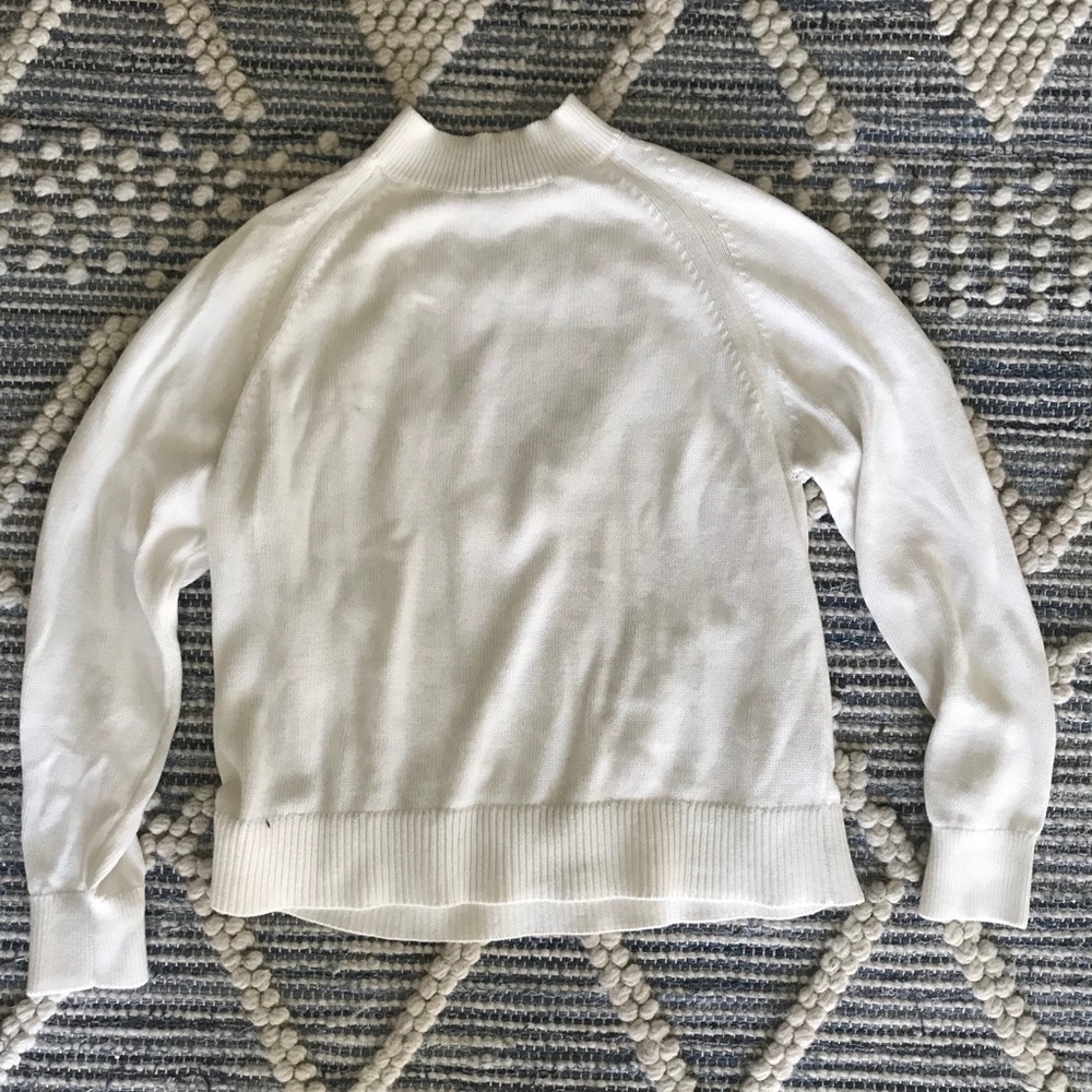 Everlane Ivory Cotton Cropped Mockneck